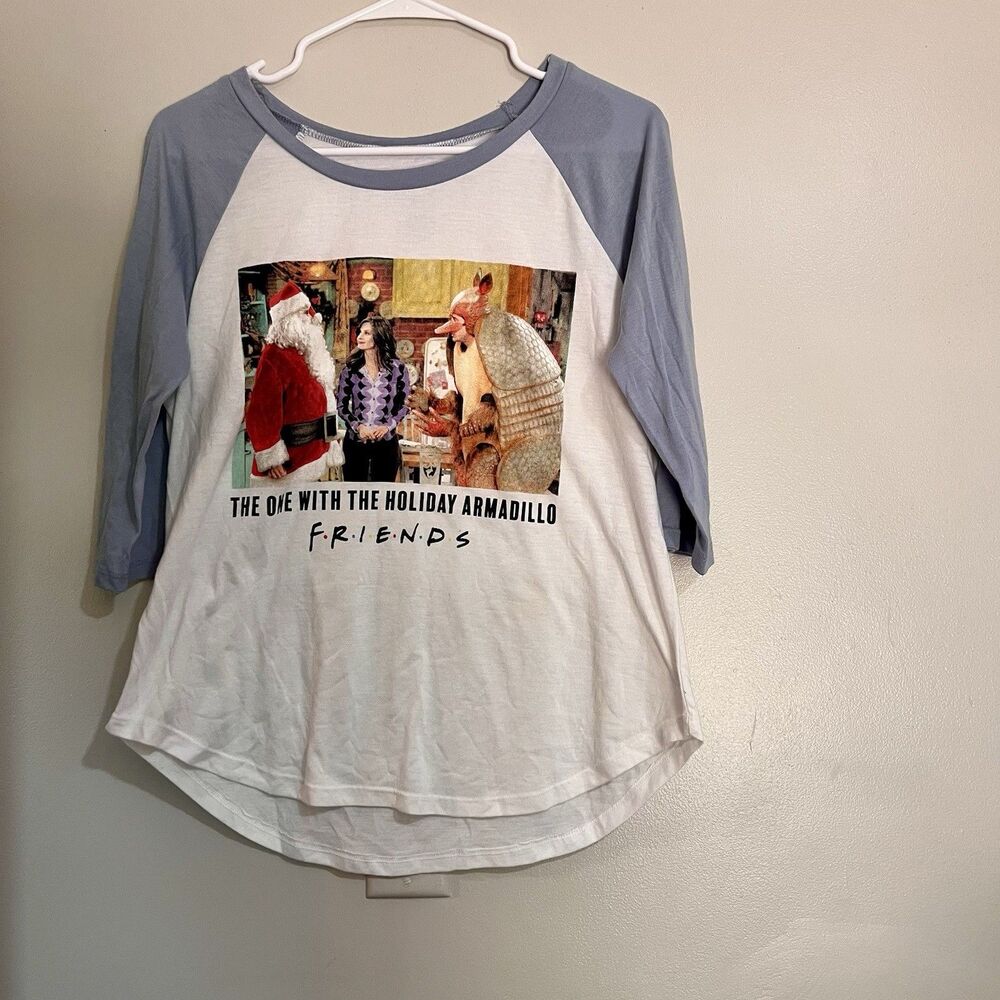 Friends Shirt Womens Large  The One With The Holiday Armadillo 3/4 Sleeve Tee